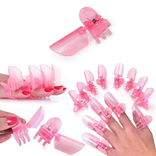 10x Nail Polish Pink Protection Clips