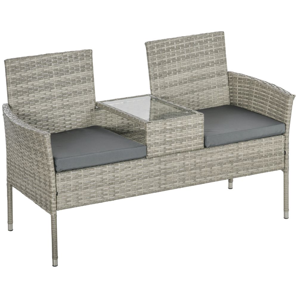 Rattan Chairs with Glass Middle Table