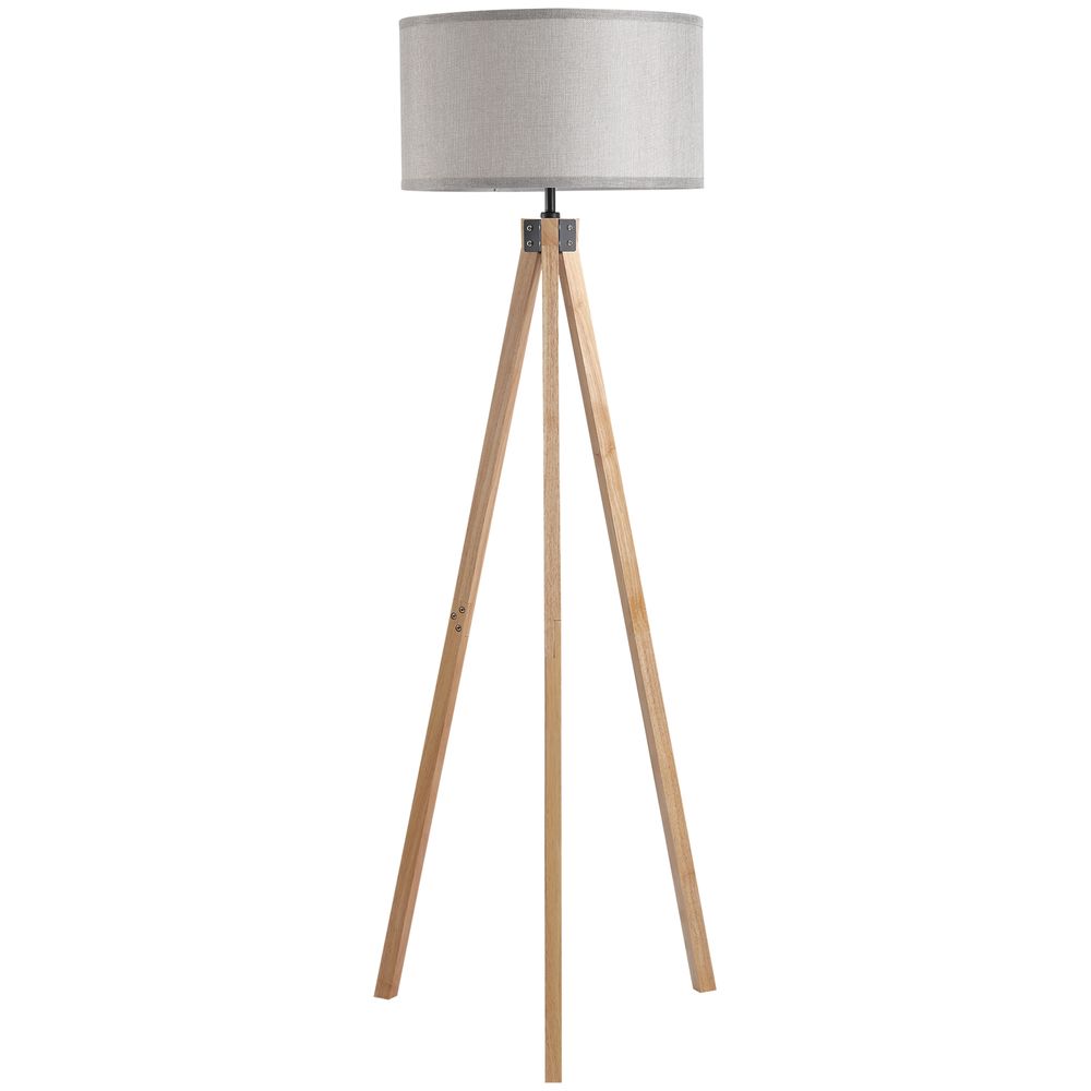 Tripod Grey Linen Shade Lamp
