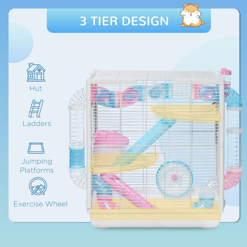 3 Tier Hamster Cage with Tunnel Tubes