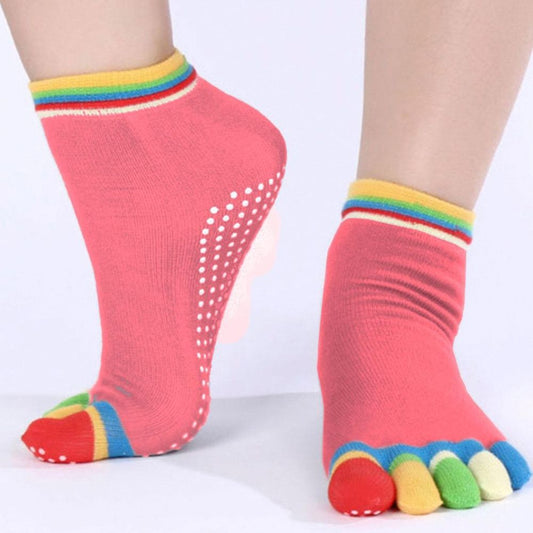 Anti Slip Pink Yoga Toe Socks