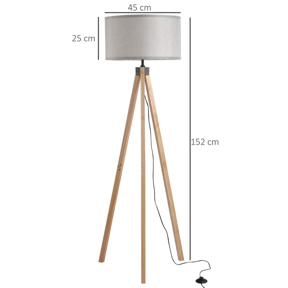 Tripod Grey Linen Shade Lamp