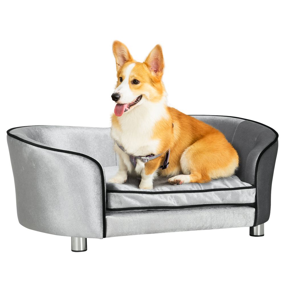 Silver Tone Medium Pet Sofa Bed