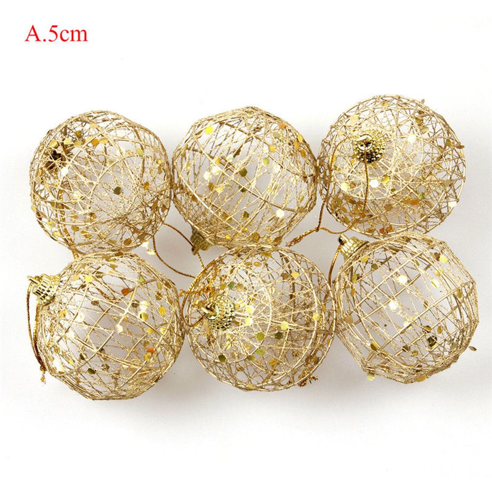 Gold Sparkle Christmas Ornaments Set of 6