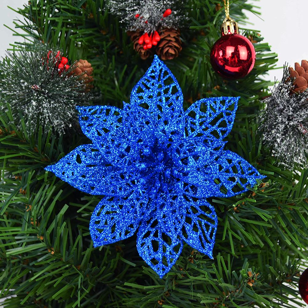 14cm 10/5Pcs Glitter Artificial Flower Heads Christmas Tree Flower Decorations Xmas Ornament Decor Fake Christmas Berry Flower