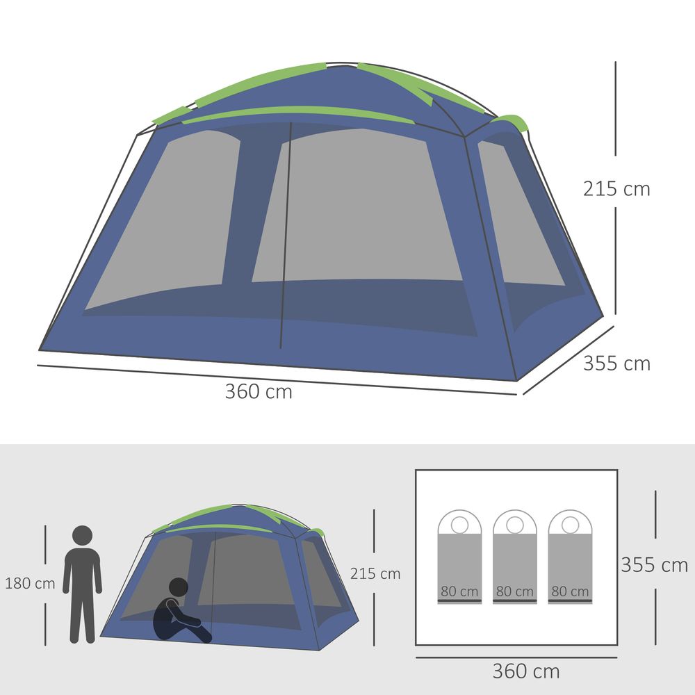 Dark Blue 8 Person Tent