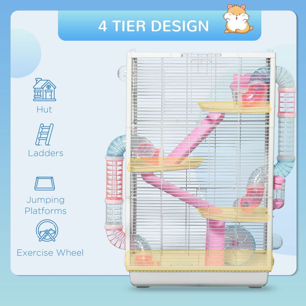 4 Tier Hamster Cage with External Tubes