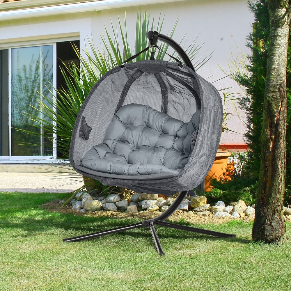 Double Seater Hanging Egg Chair Grey