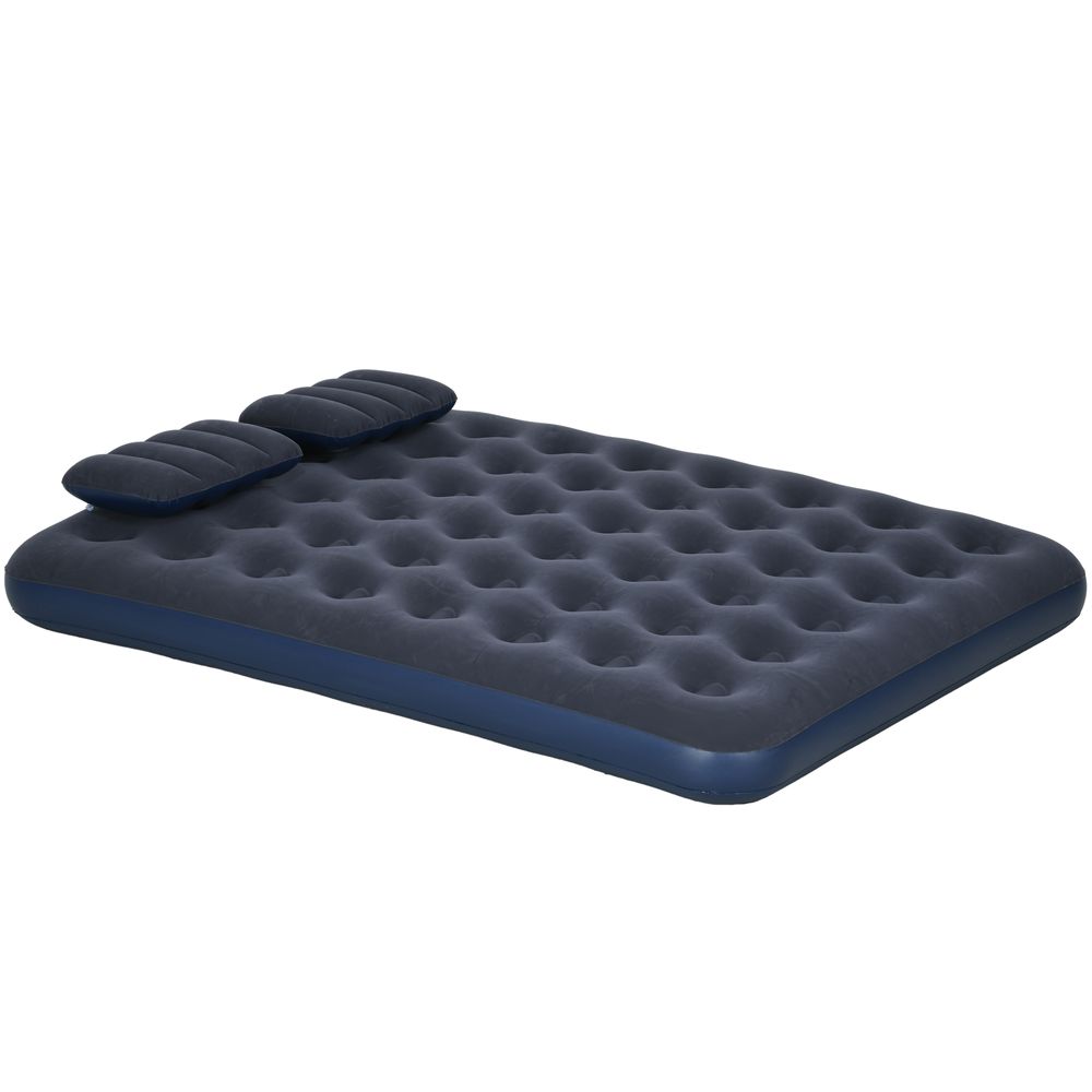 Inflatable Double Mattress with Hand Pump - Blue