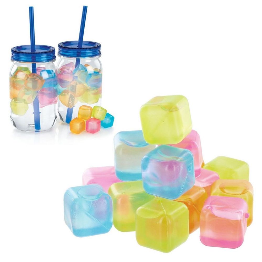 Multi Coloured Reusable Ice Cubes x60