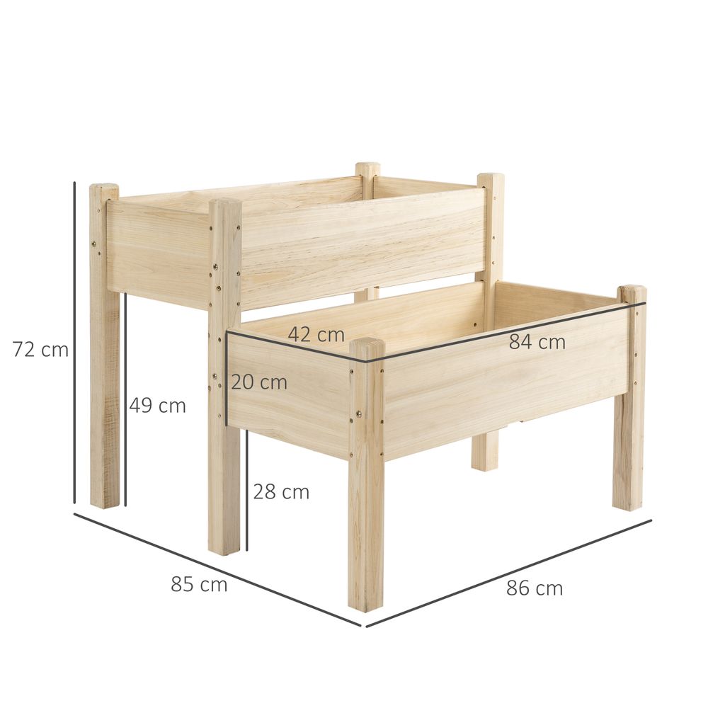 Fir Wood Raised Planter 2pcs