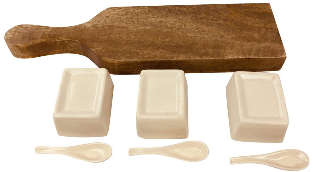 Three Dipping Bowls and Tray Set