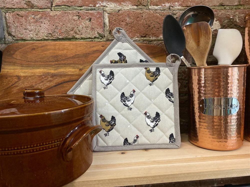 Chicken Print Pot Stands x2