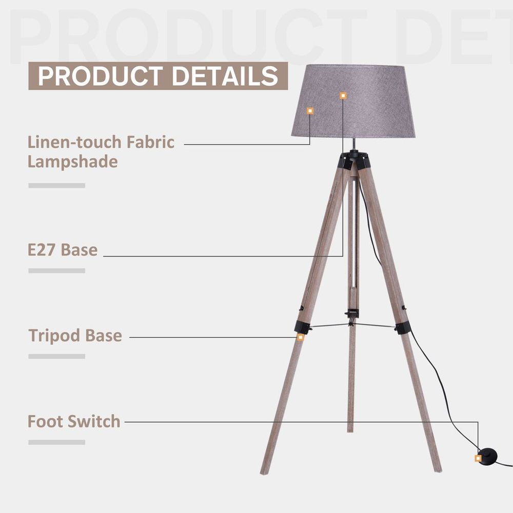 Tripod Fabric Shade Lamp