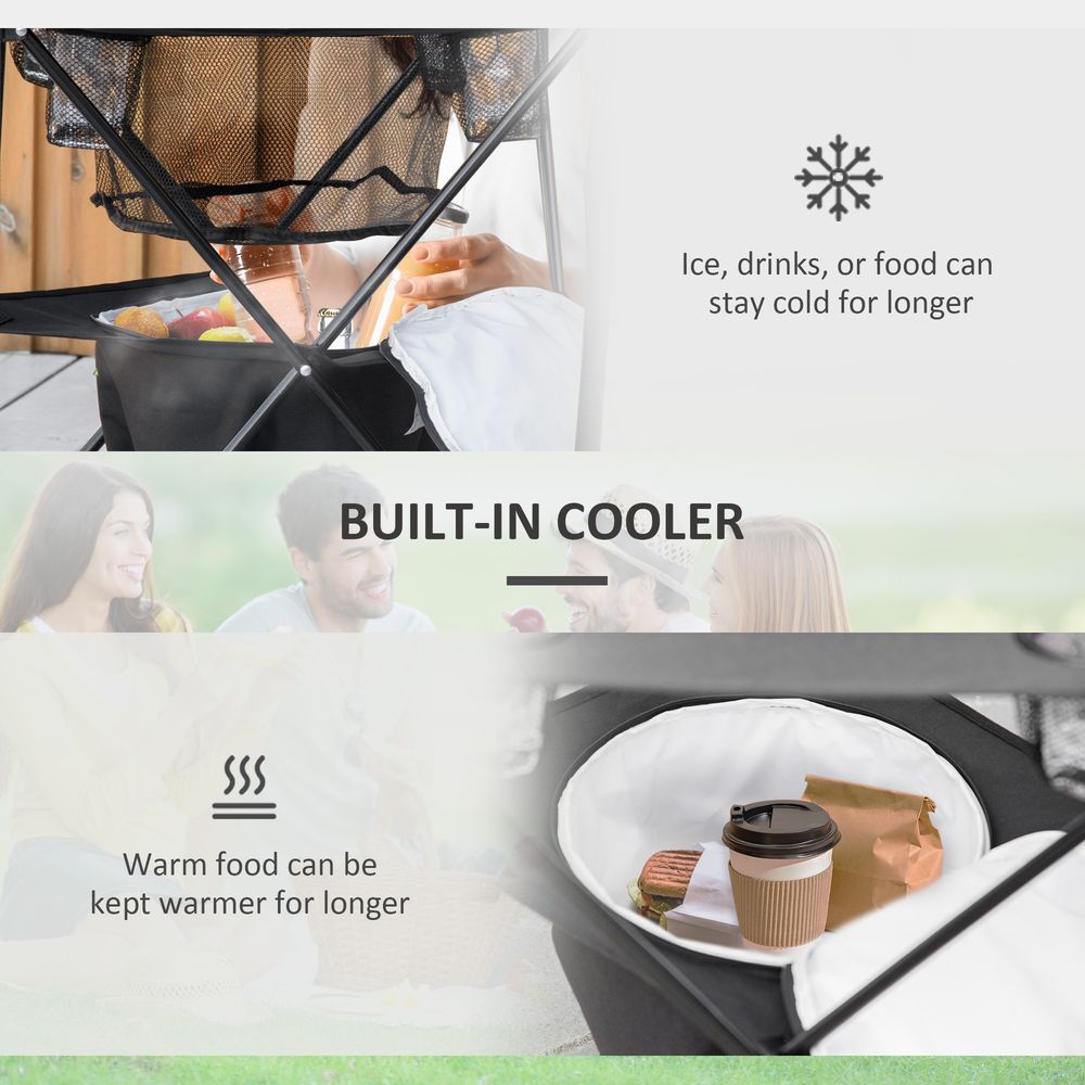 Camping Table with Cup Holders and Built-in Cooler