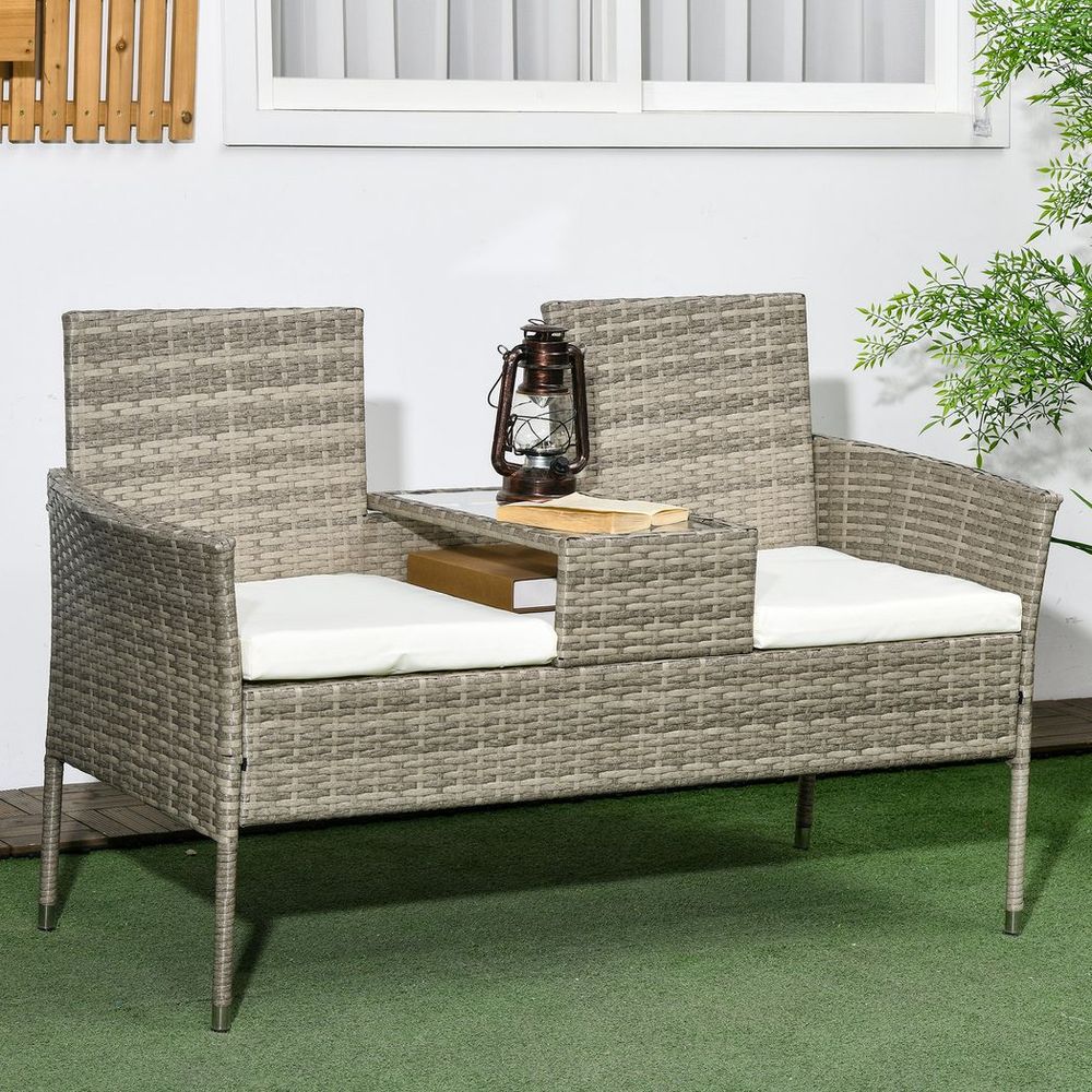 Rattan Chairs with Glass Middle Table