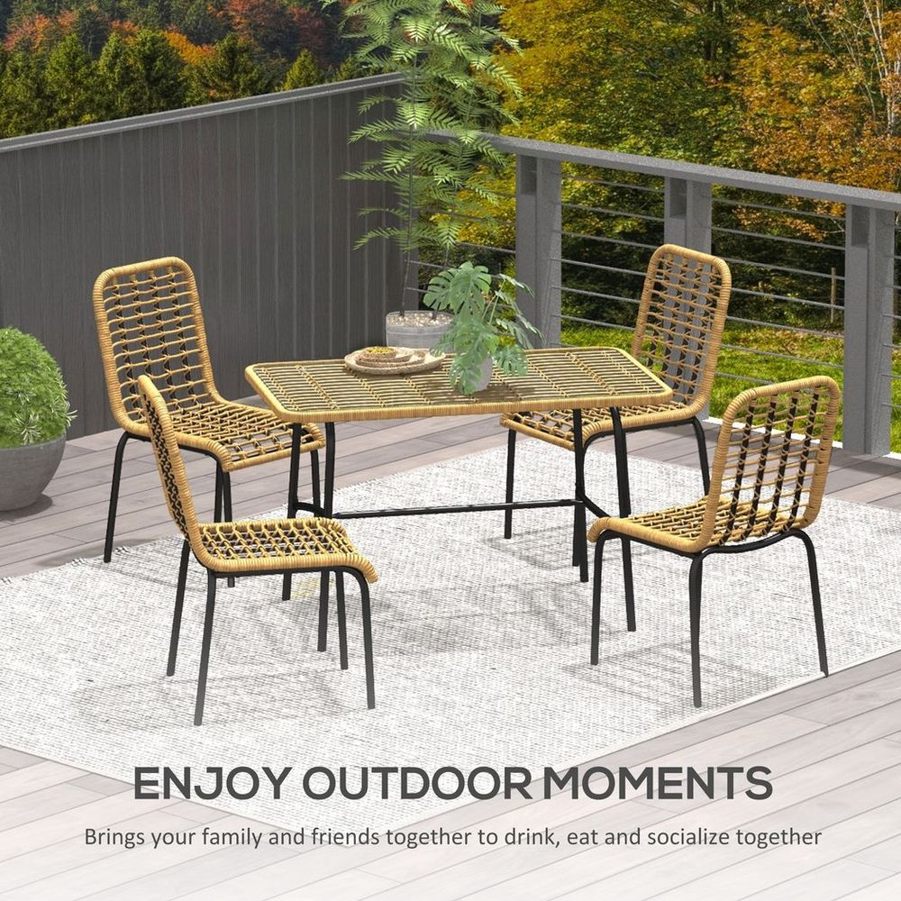 Glass Table & 4 Chairs Garden Set