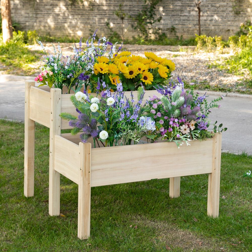 Fir Wood Raised Planter 2pcs