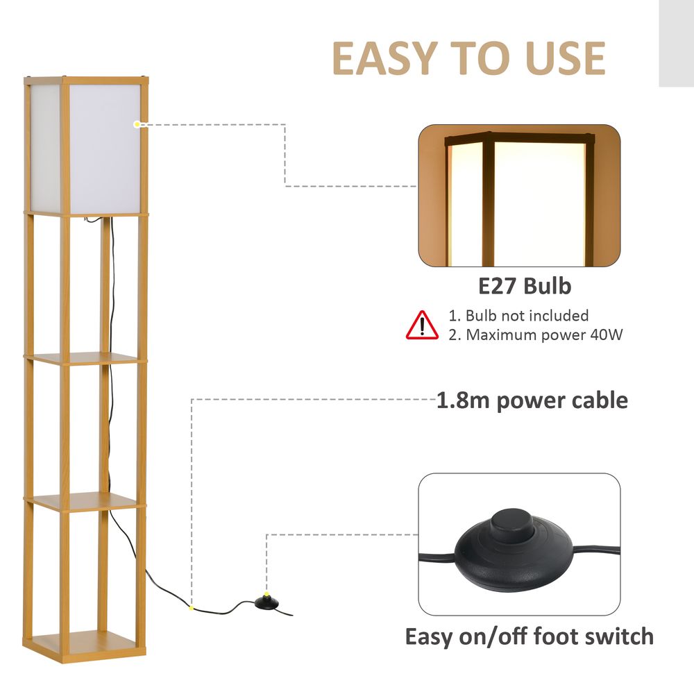 Floor Lamp with Shelves Light Brown