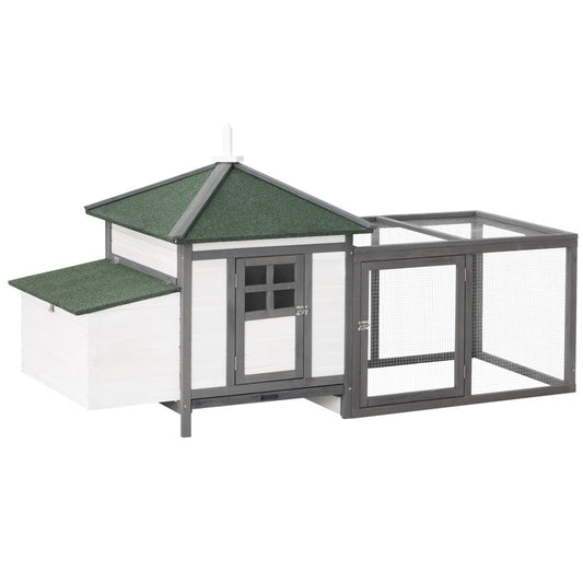 Chicken Coop with Nesting Box - White and Grey