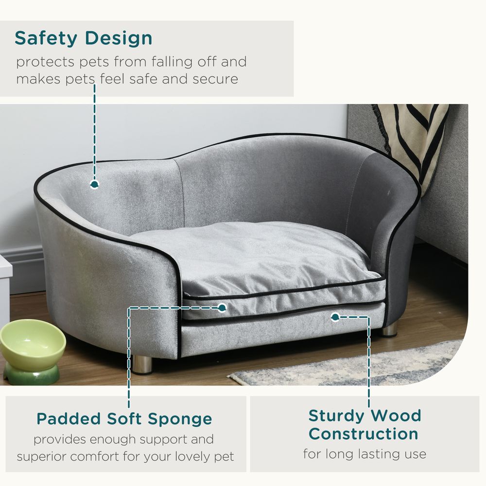 Silver Tone Medium Pet Sofa Bed