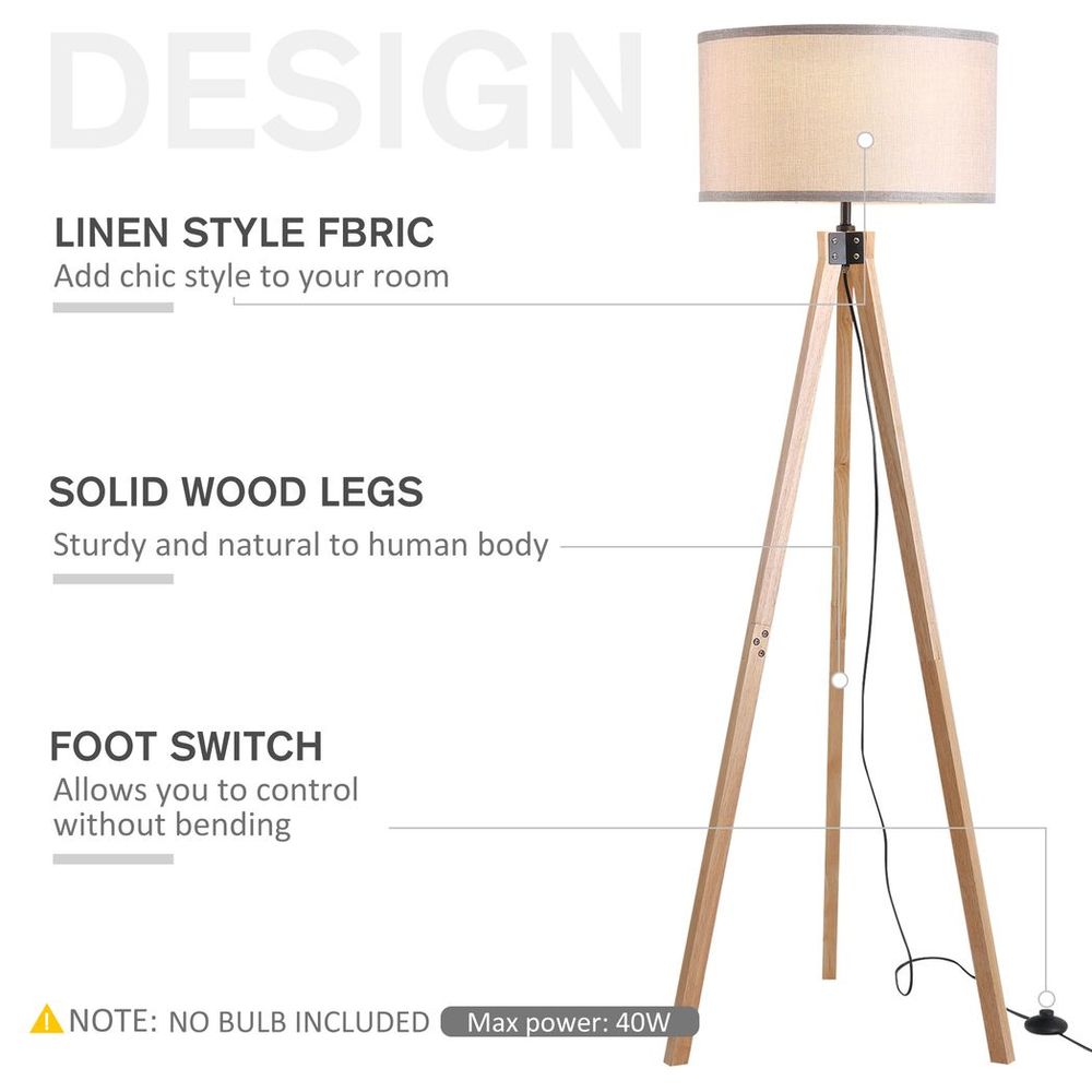 Tripod Grey Linen Shade Lamp