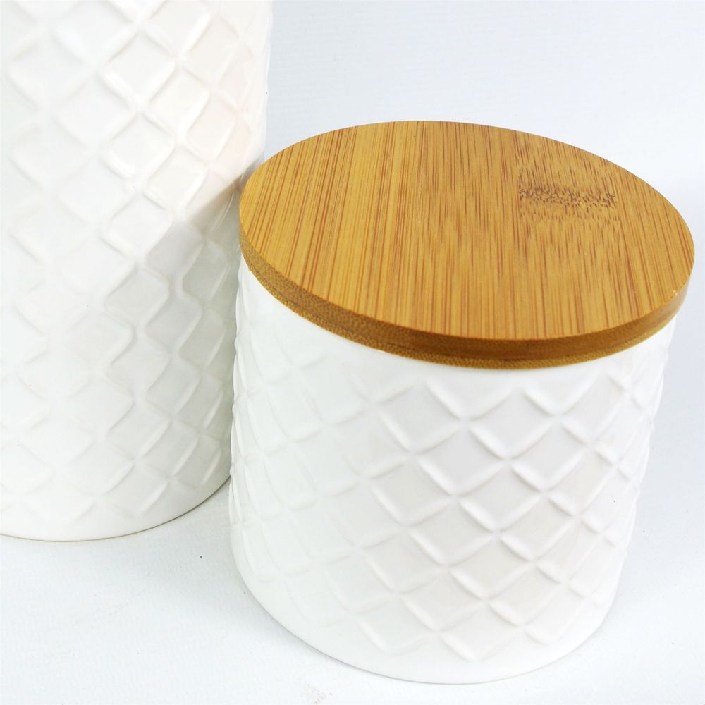 Ceramic Embossed Jars x2