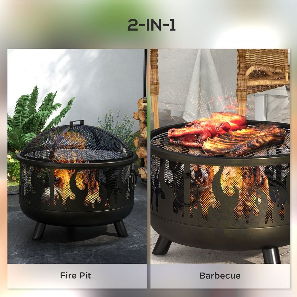 2-In-1 Fire Pit & Firewood BBQ