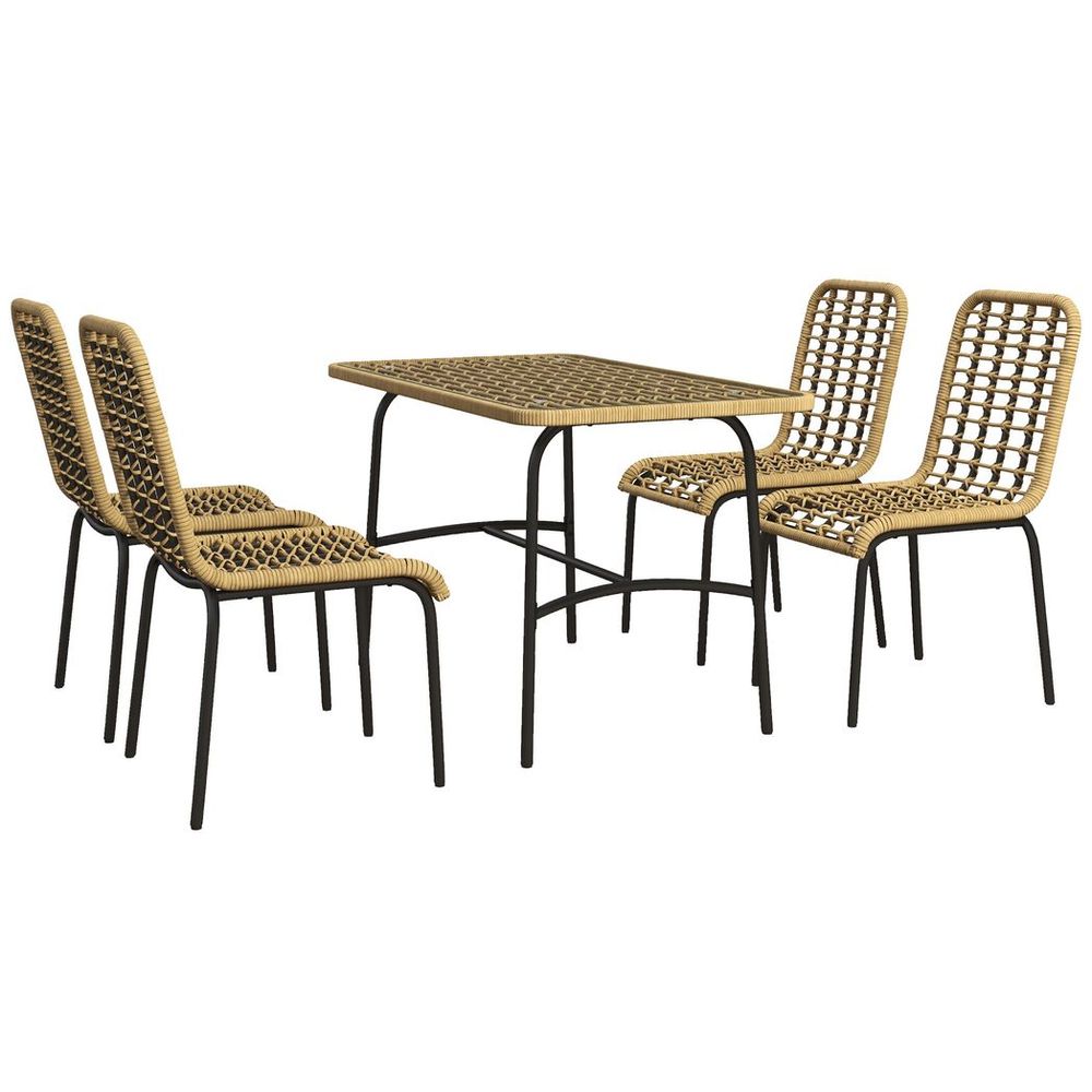 Glass Table & 4 Chairs Garden Set