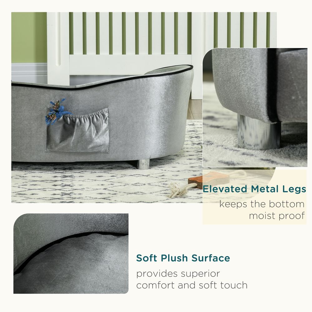 Silver Tone Medium Pet Sofa Bed