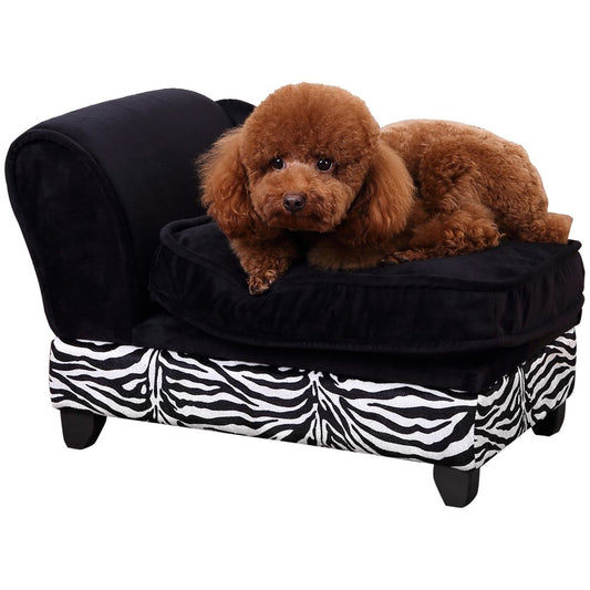 Zebra Print Sofa Style Dog Bed
