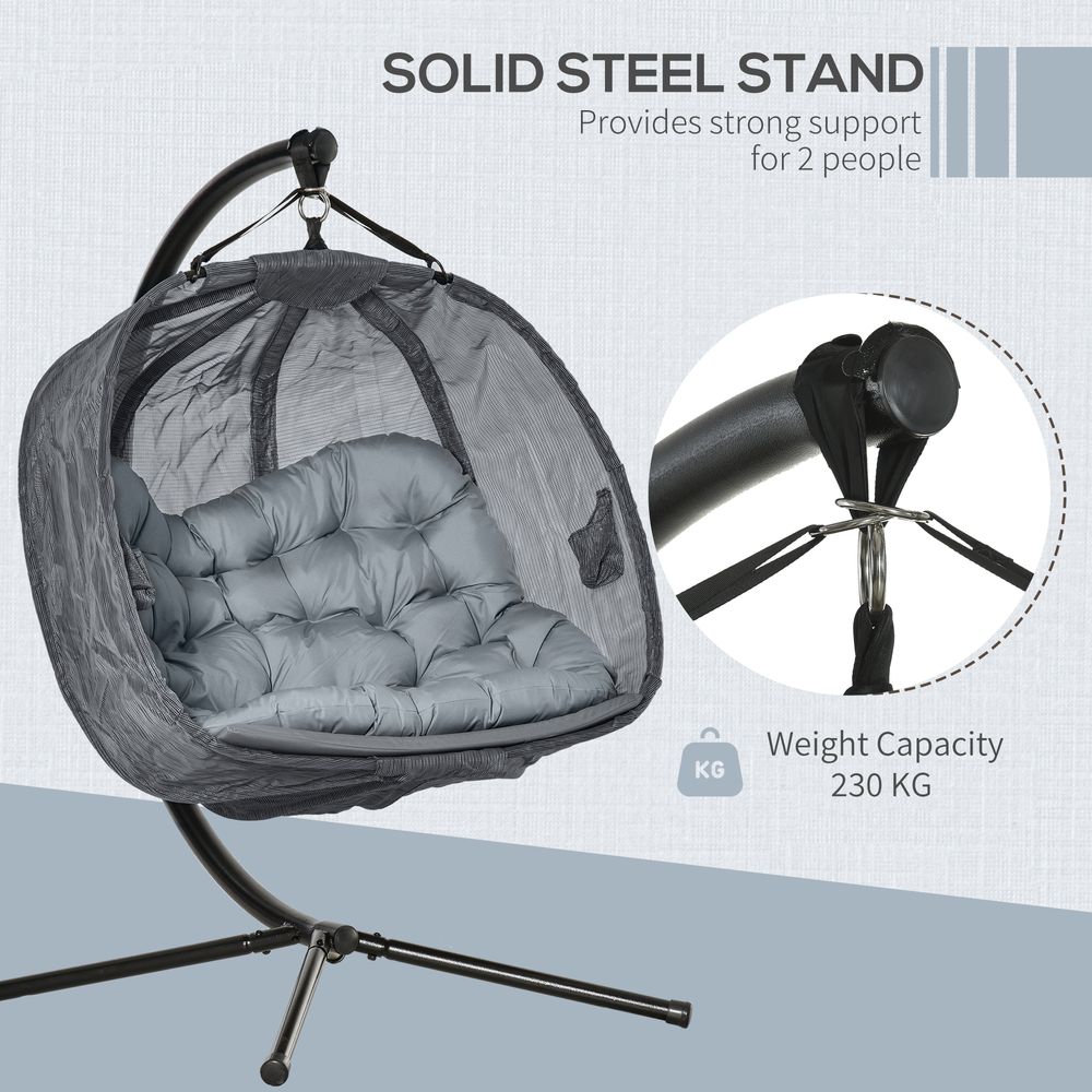 Double Seater Hanging Egg Chair Grey