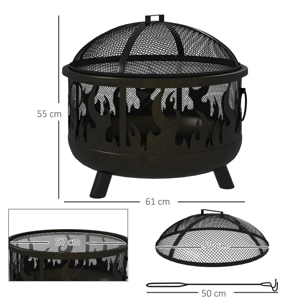 2-In-1 Fire Pit & Firewood BBQ
