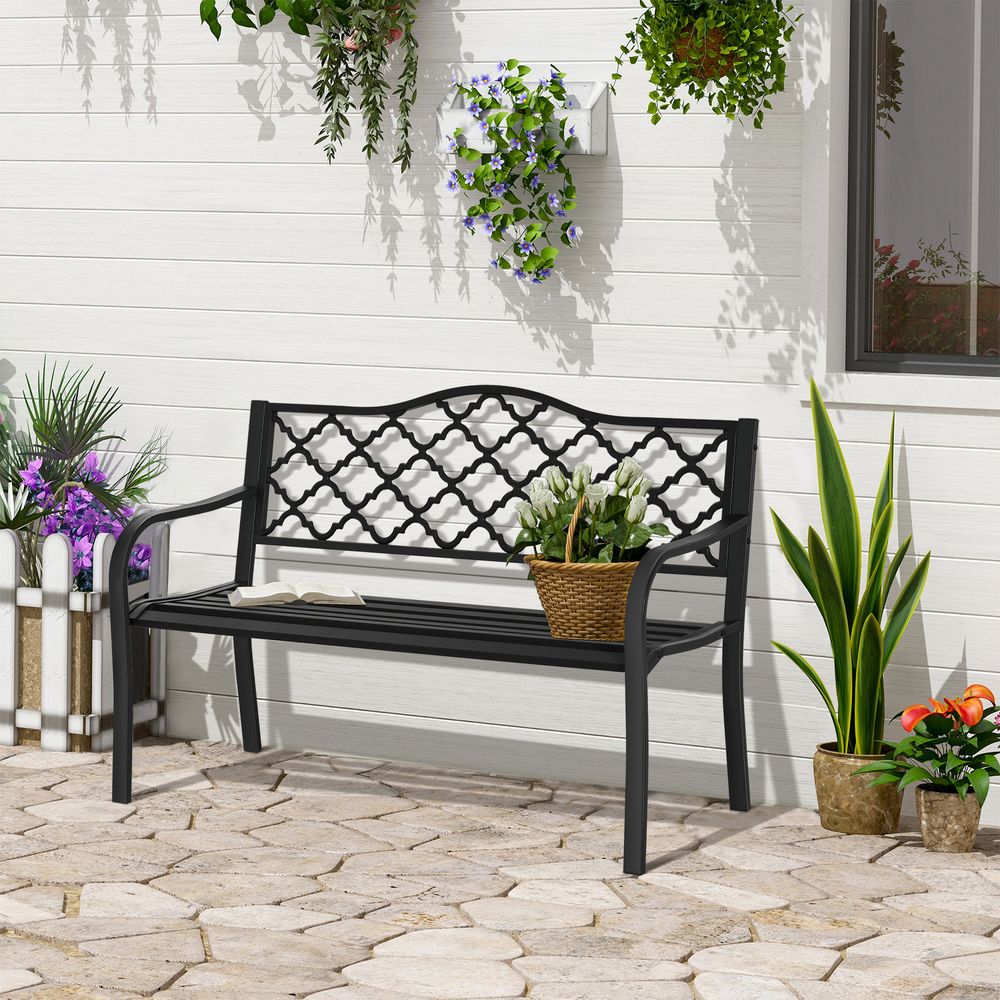 Garden Bench with Armrest Steel