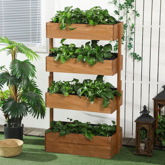 Wooden 4-Tier Planter Stand