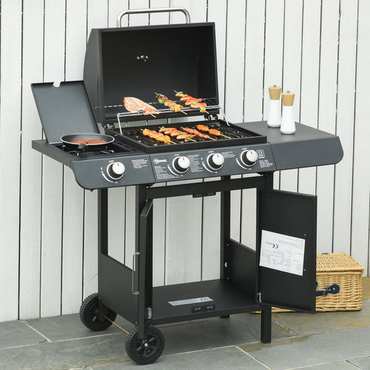 Gas Burner Barbecue with Wheels