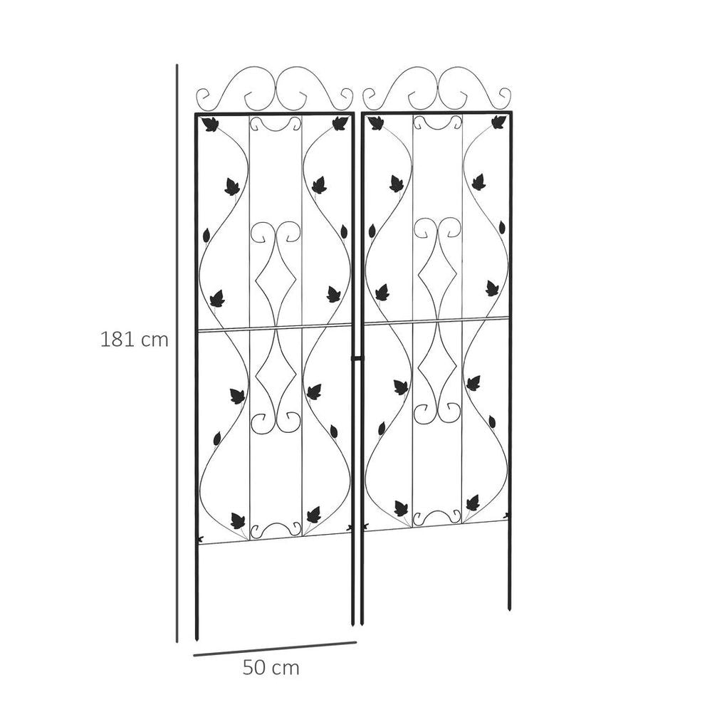 Leaf Design Set of 2 Metal Trellis