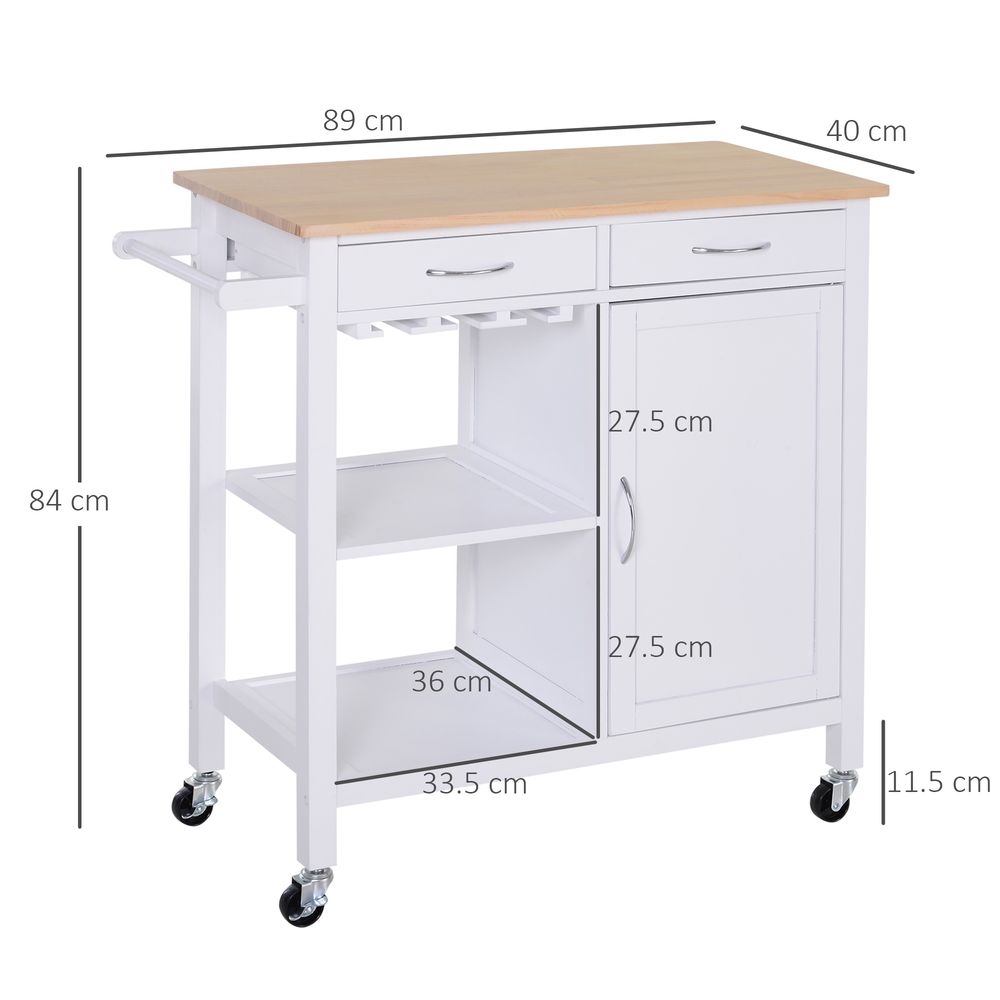 Trolley with 2 Drawers & 2 Shelves