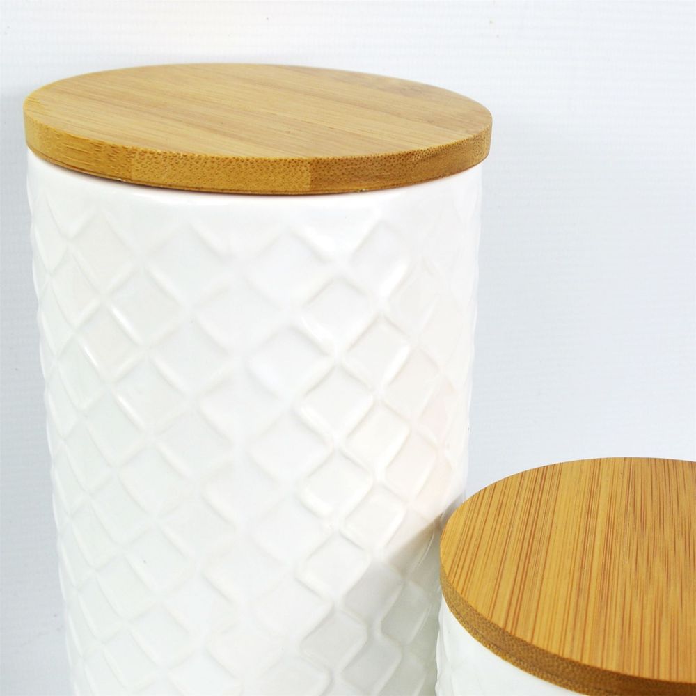 Ceramic Embossed Jars x2