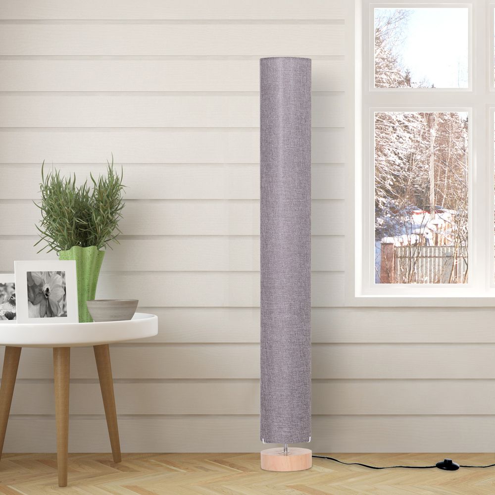 Floor Lamp with Grey Linen Fabric