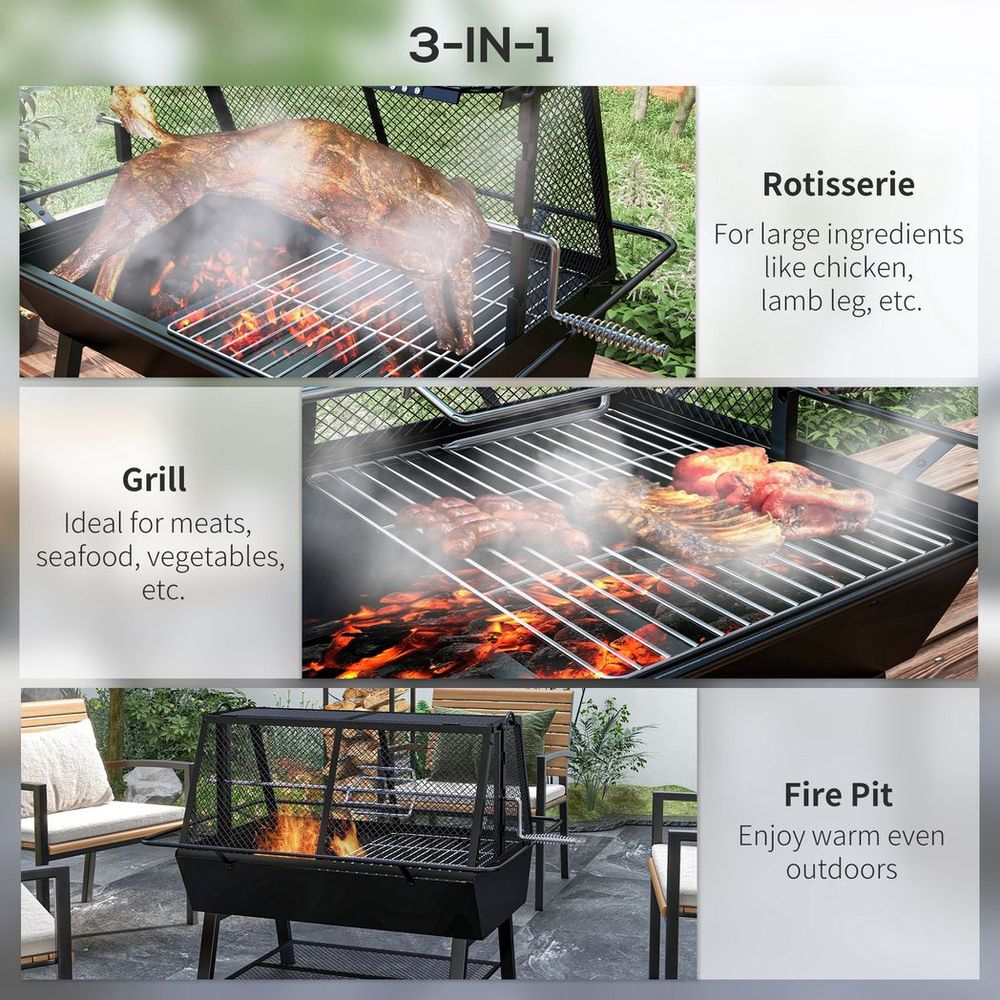 BBQ 3-in-1 Grill Rotisserie Fire Pit
