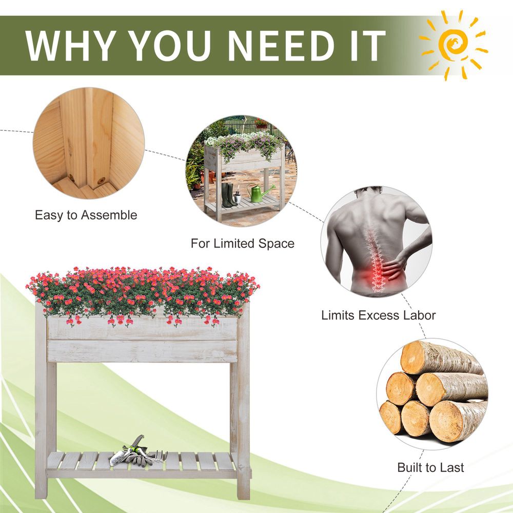 Planter with Storage Tier & 4 Pockets