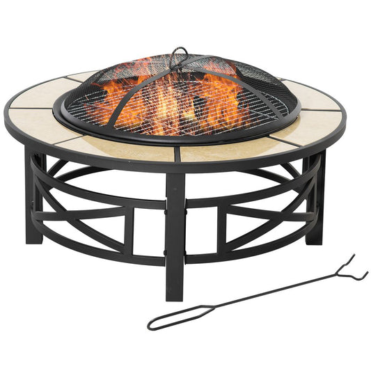 Large Fire Pit/BBQ with Screen Cover
