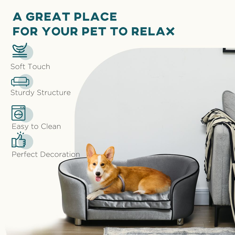 Silver Tone Medium Pet Sofa Bed