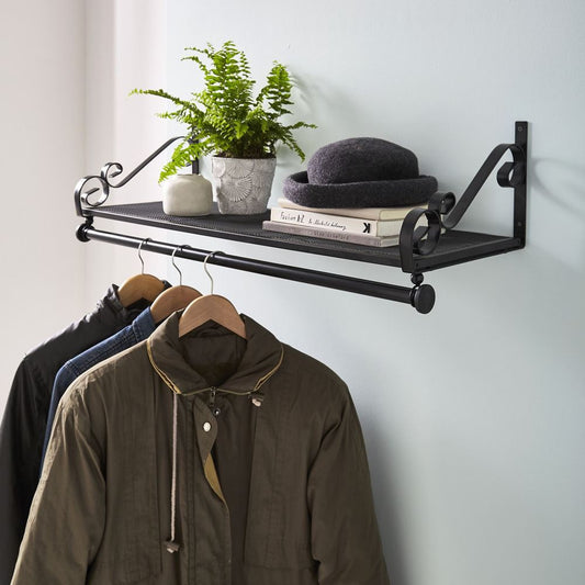 Wall Mounted Clothes Rail & Shelf