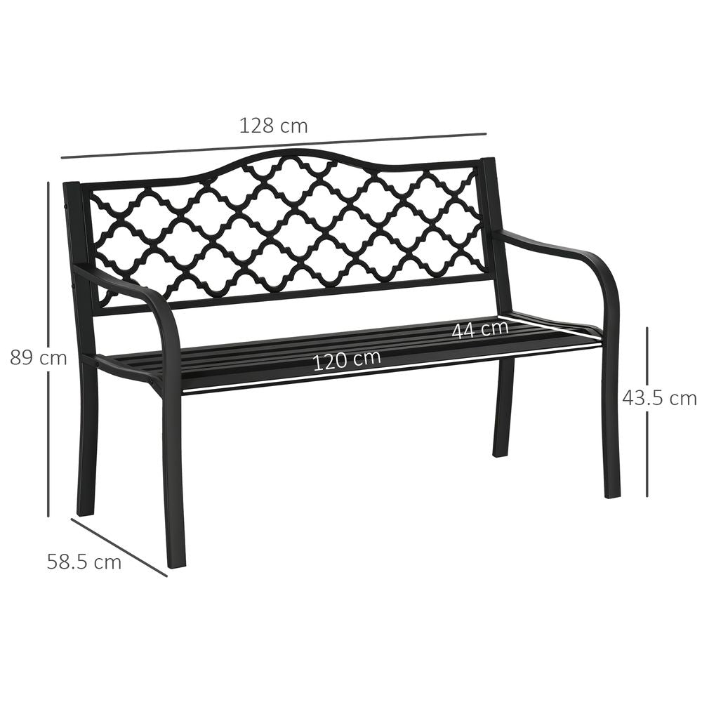 Garden Bench with Armrest Steel