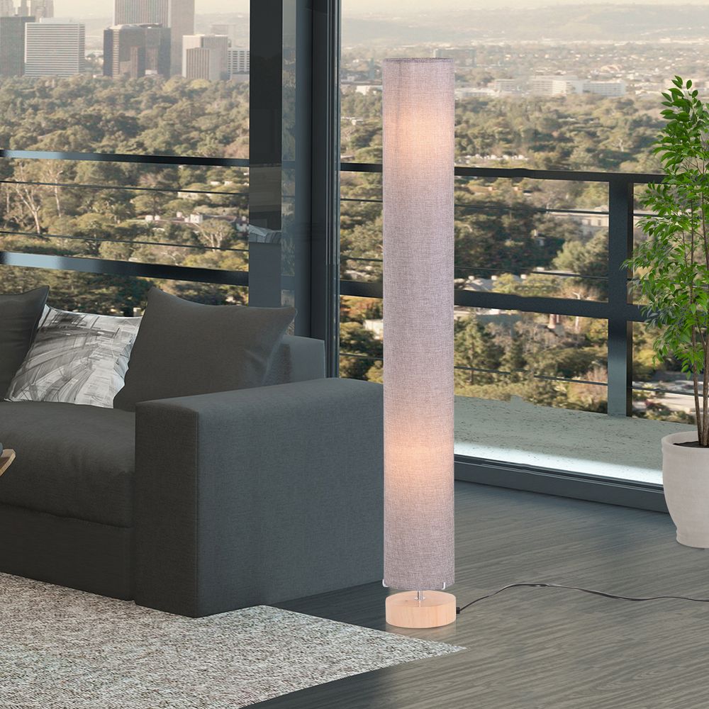 Floor Lamp with Grey Linen Fabric