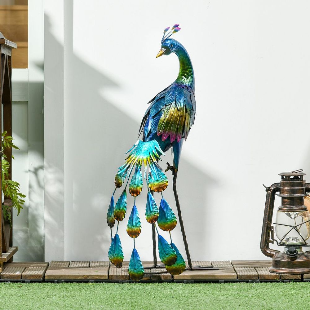 Peacock Sculpture Garden Statue