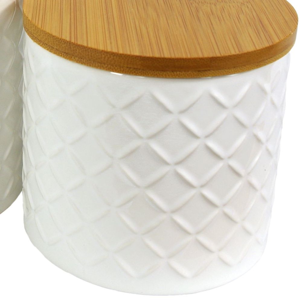 Ceramic Embossed Jars x2