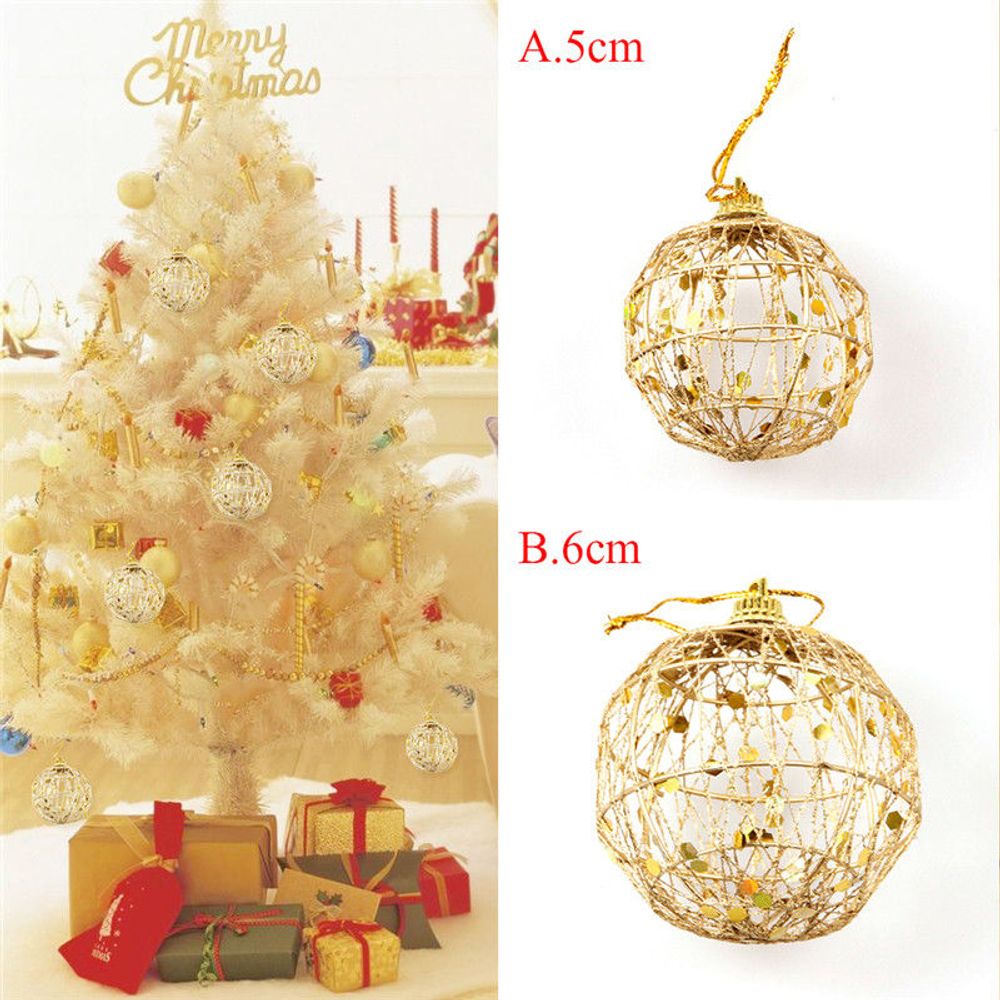 Gold Sparkle Christmas Ornaments Set of 6
